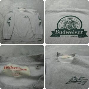 Budweiser Sweatshirt Mens Medium Gray Green Graphic Crew Neck Pacsun Vendor